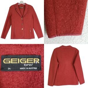 Geiger Austria Sweater Boiled Wool Womens Size 34 US S/M Orange Rust